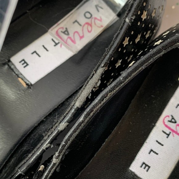 Very Volatile Black  Vegan Leather Chunky Style Star Print Mary Janes  Size 6.5 - Picture 7 of 14